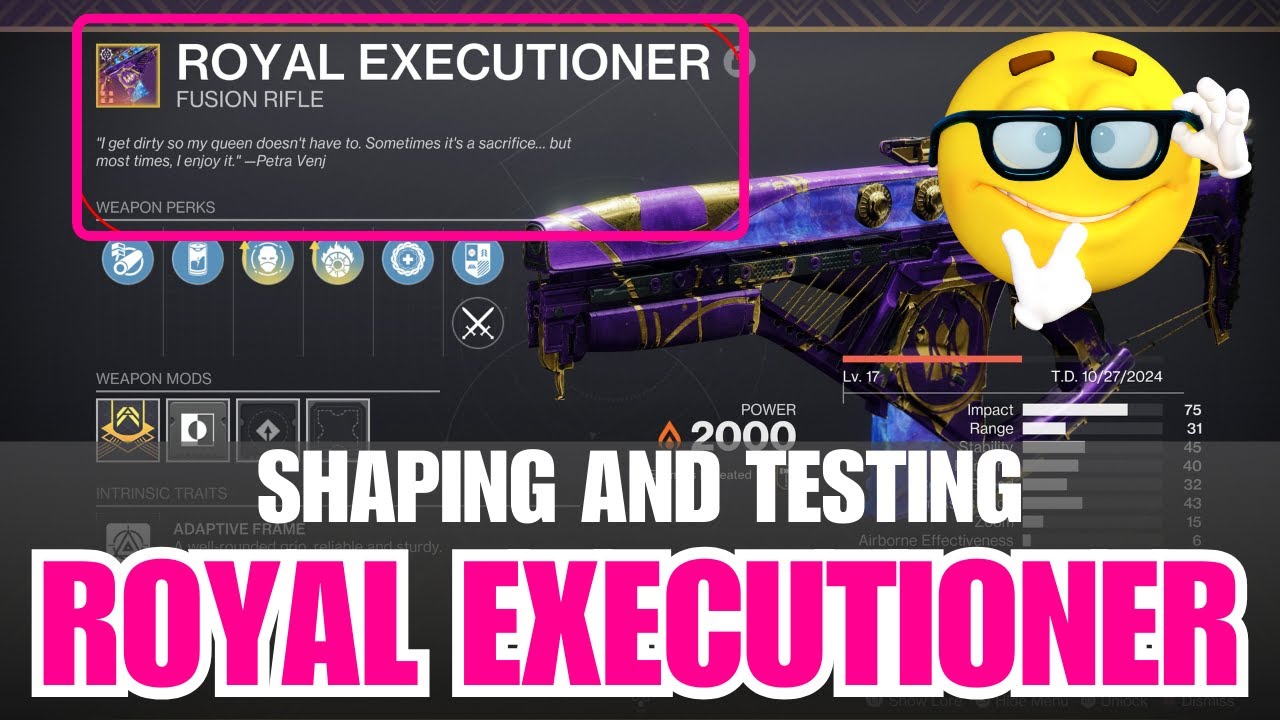 Shaping guide to Royal Executioner fusion rifle - Crafting tips to Royal Executioner [Destiny 2]