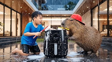 Capy cùng anh giúp bà lau nồi chiên không dầu và cái kết bất ngờ #capybara