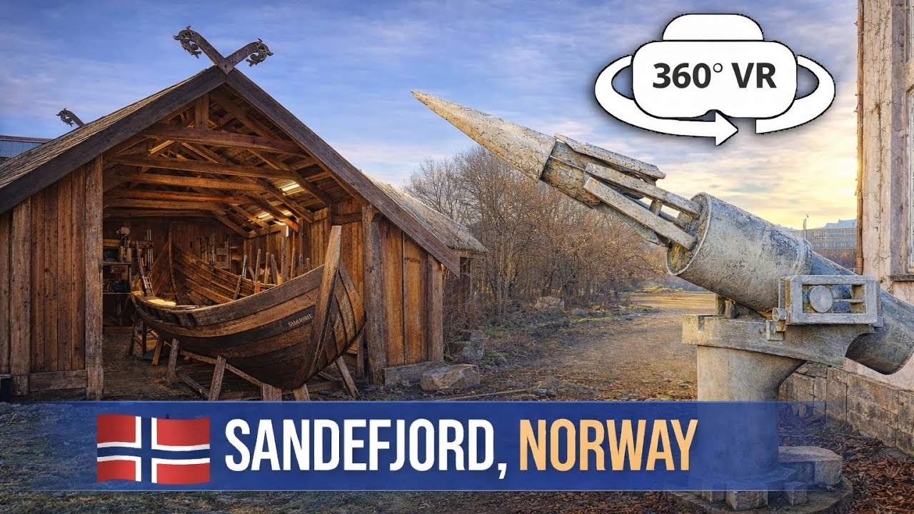 Sandefjord, Norway 🇳🇴 | 360° VR City Walk & Harbor Tour (Whaling History, Old Town & Promenade)