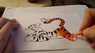 Tiger from Winnie the Pooh colouring Time-Lapse