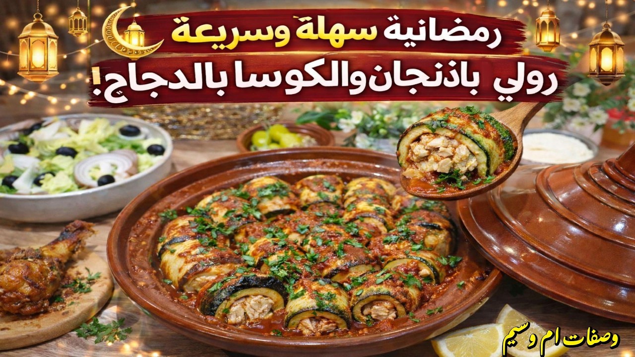 وصفة رمضانية سهلة وسريعة: رولي الباذنجان والكوسا بالدجاج.. طبق رئيسي يحمر الوجه!#وصفات_رمضان_2026
