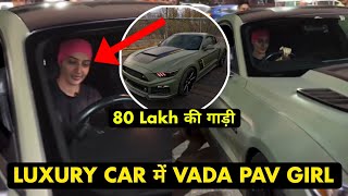 Vada Pav Girl Mustang Car, vada pav girl new car, chandrika dixit visit jj communication