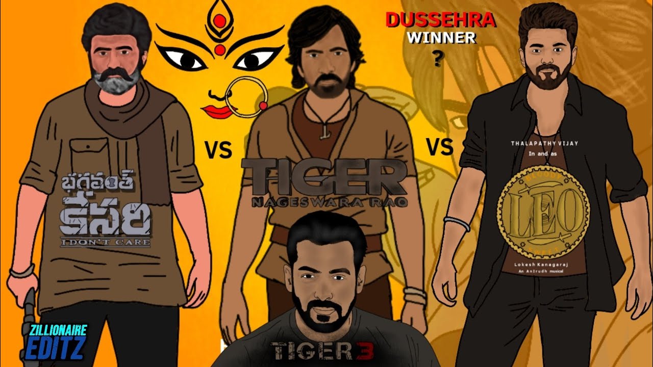 Leo vsTiger Nageswara Rao vs BHAGAVATH KESARI  2D animation  Thalapathy Vijay NBK  Ravi Teja