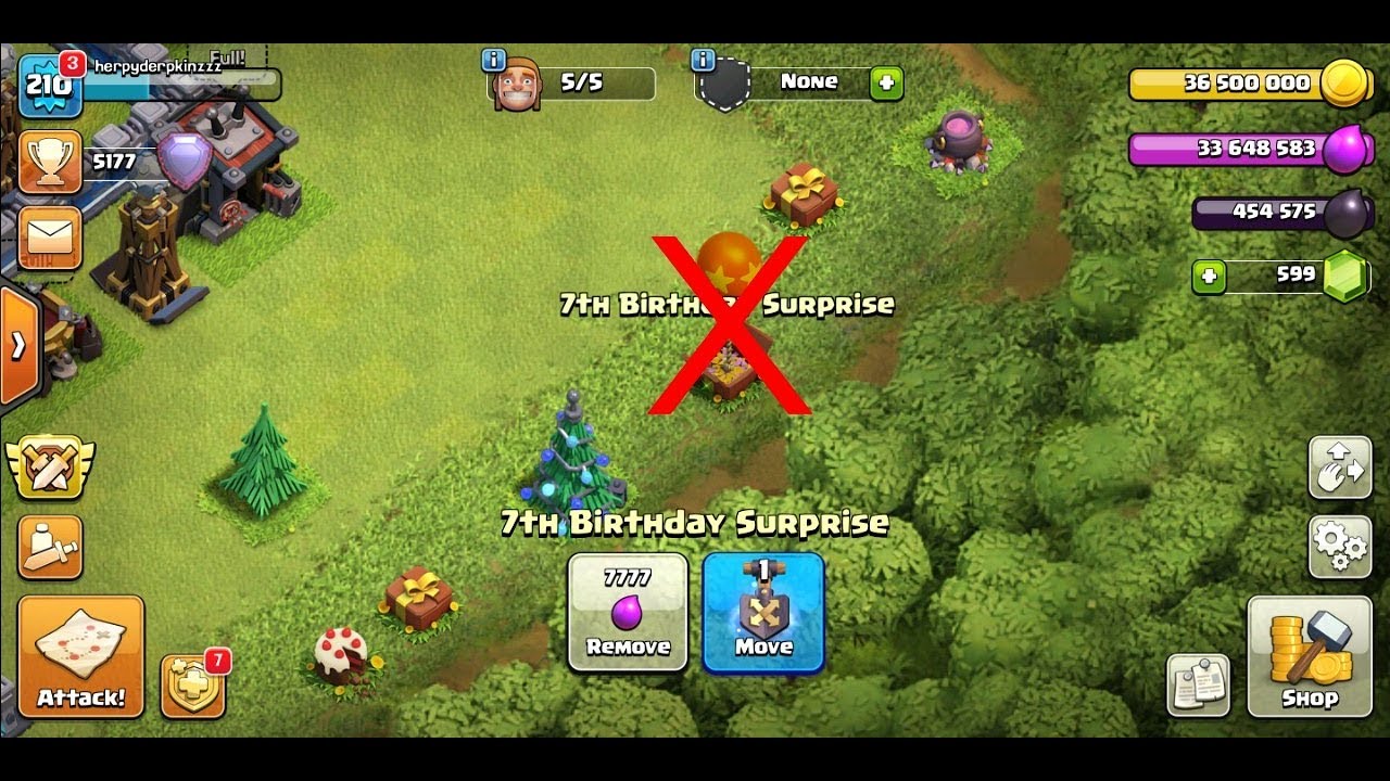 What Happens When You Remove 7th Birthday Surprise in Clash of Clans?