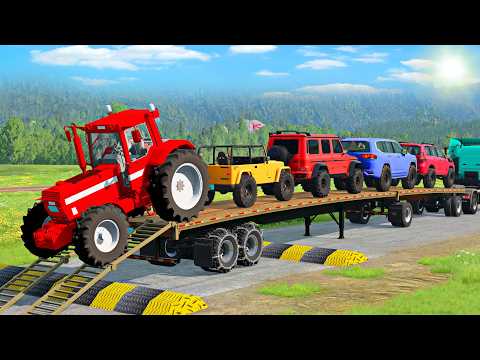 Flatbed Truck Mcqueen | Transportation with Truck - Pothole vs Car #142- BeamNG.Drive