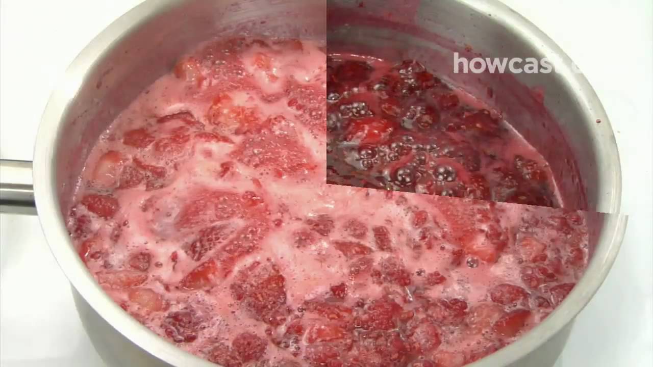 We cook thick strawberry jam We cook thick strawberry jam