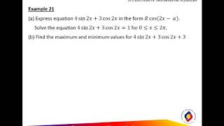 Solving trigonometric equations in the form sin plus cos example 21