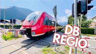 Compilation: Db Regio Train At Railroad Crossing In Farchant, Bavaria, Germany (4K)