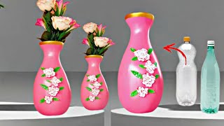 COMO FAZER VASO DECORATIVO COM GARRAFA PET - Plastic Bottles flower vase making