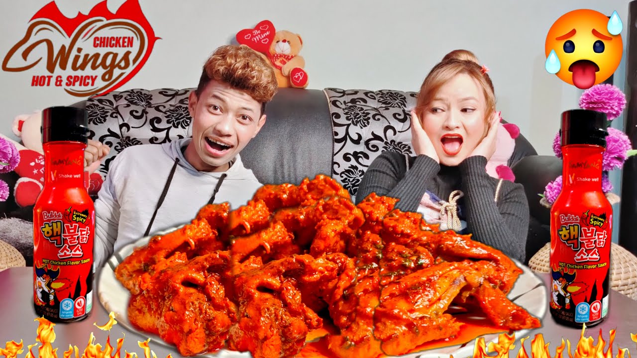 Samyang Sauce Challenge With 10 Chicken Wings🥵Samyang Sauce Challenge bad 10tylli ki Chicken Wings 🥵