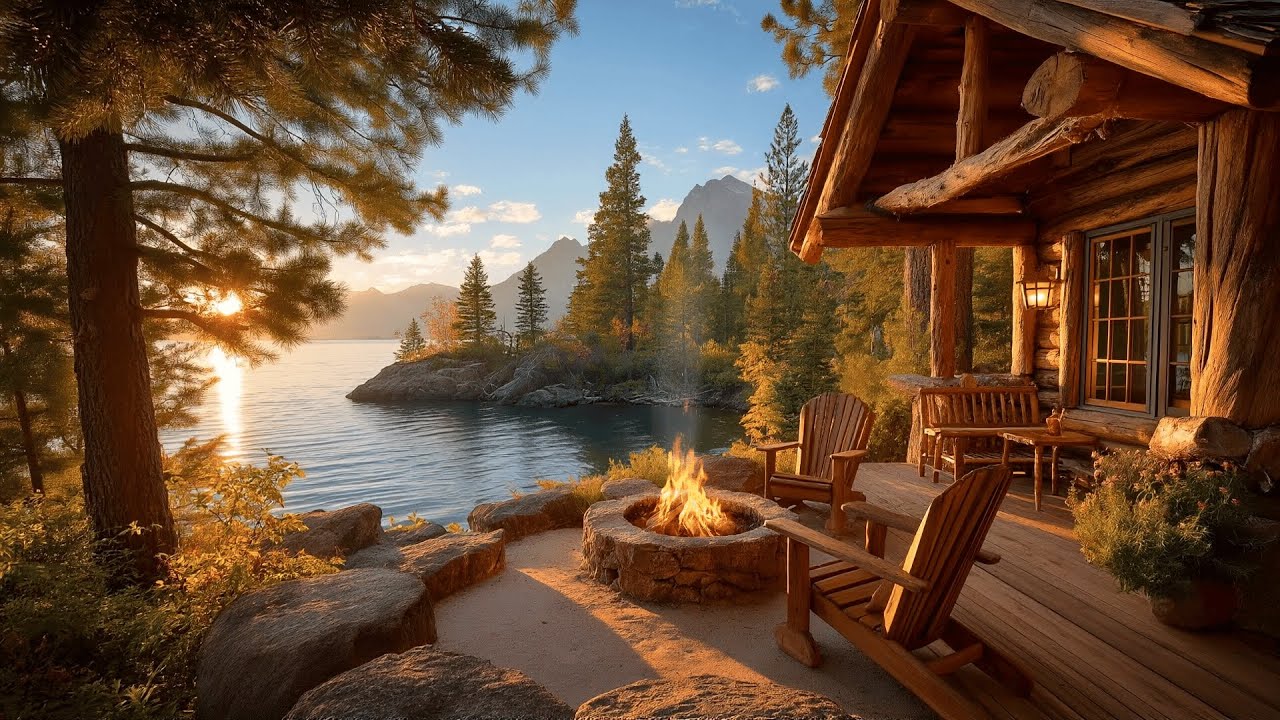 Lakeside Dreams | Morning Campfire Sounds & Calming Nature Birdsong Ambience