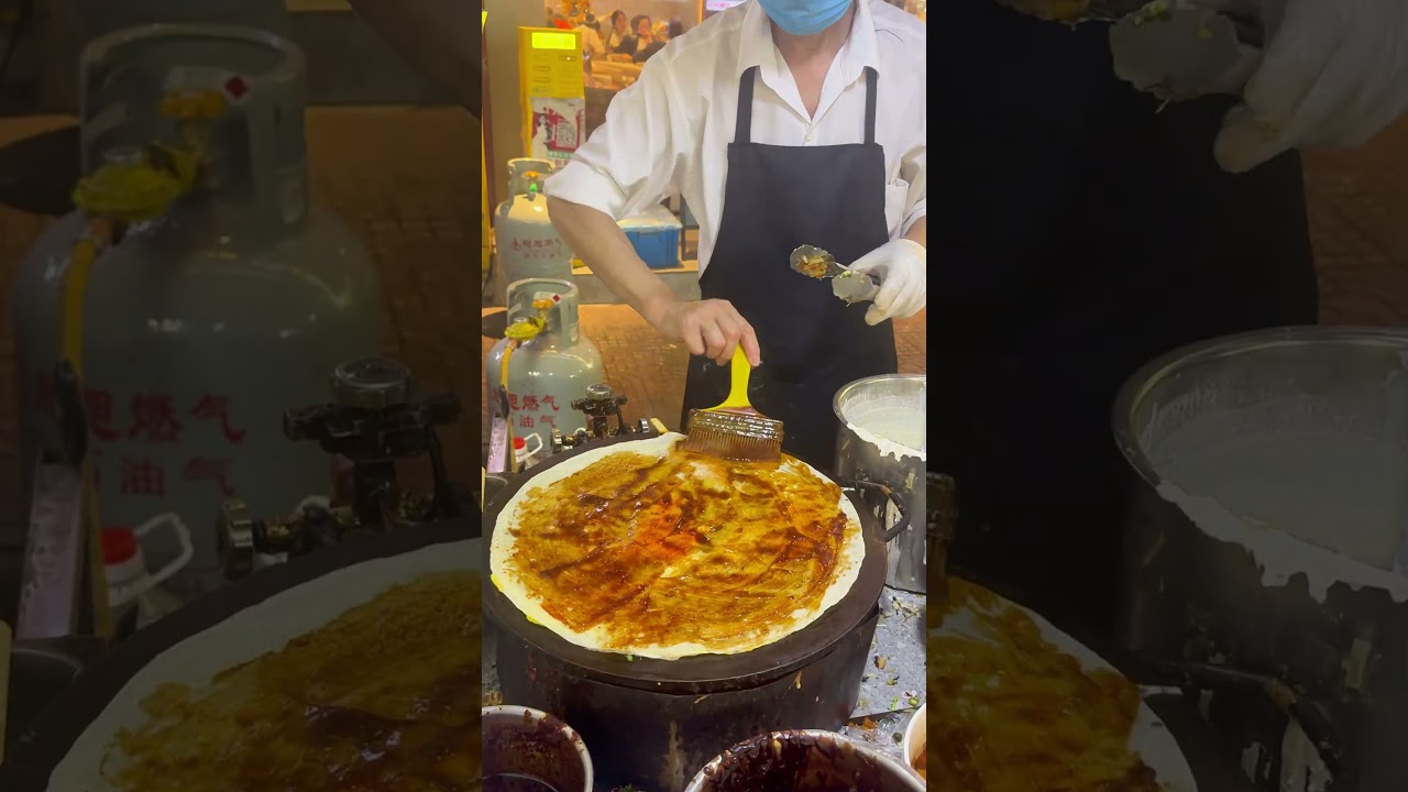 The Most Iconic Chinese Street Food: Chinese Crepe! #streetfood #food #shorts