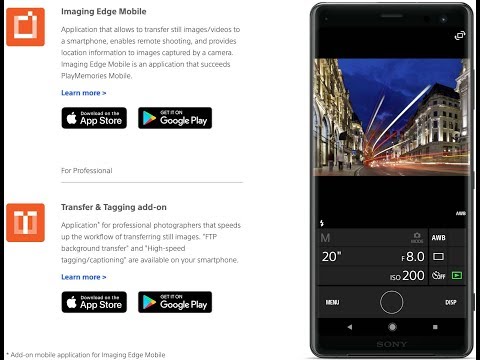 אפליקציית סוני לשליטה וצפיה למצלמות סוני - Sony Imaging Edge Mobile