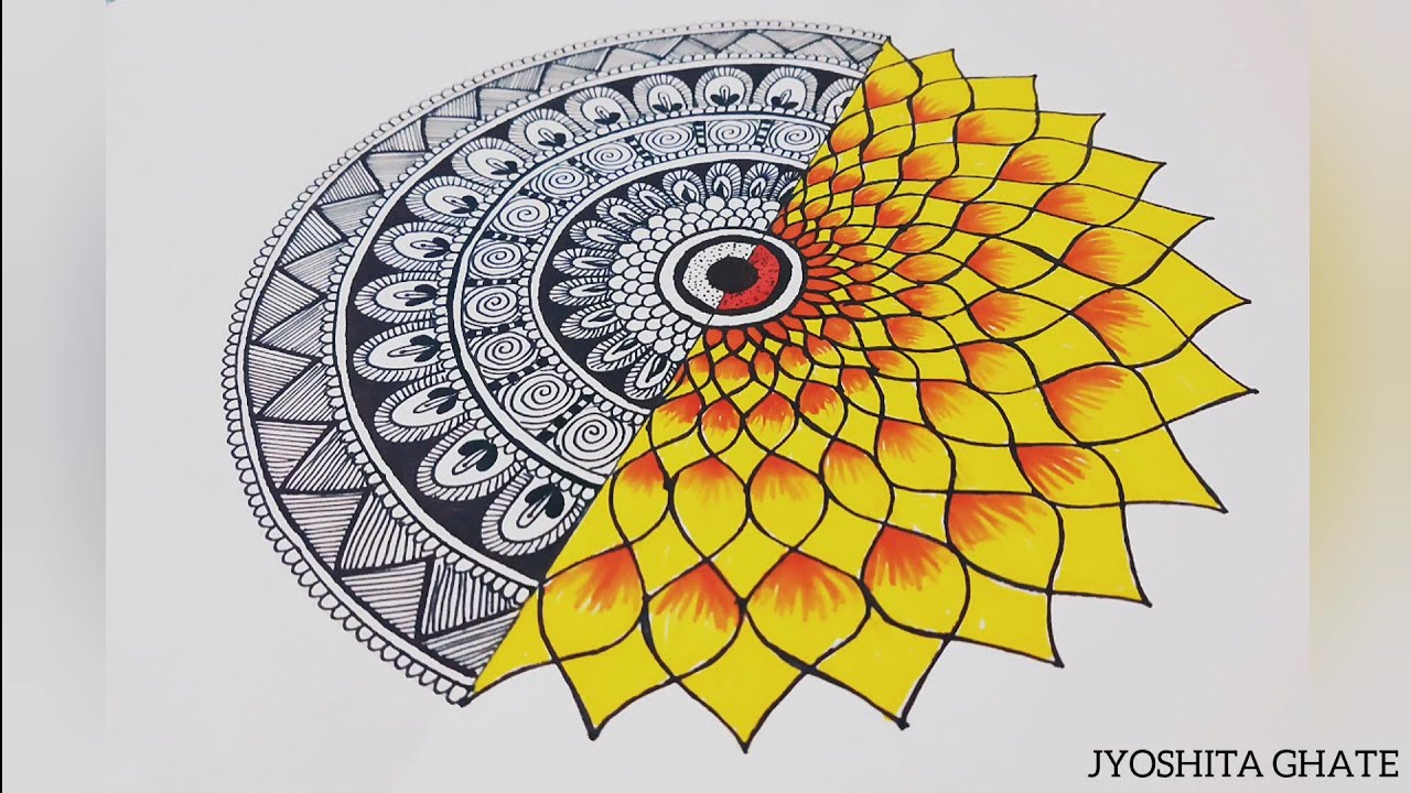 half mandala #inspired  Mandala design pattern, Easy mandala drawing,  Mandala art lesson