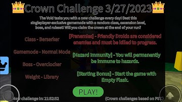 Roblox Randomly Generated Droids: Crown Challenge of 27/3/2023