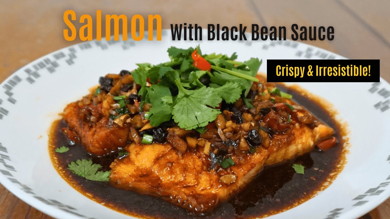 Хрустящий лосось с соусом из черных бобов | Простой рецепт китайской кухни
