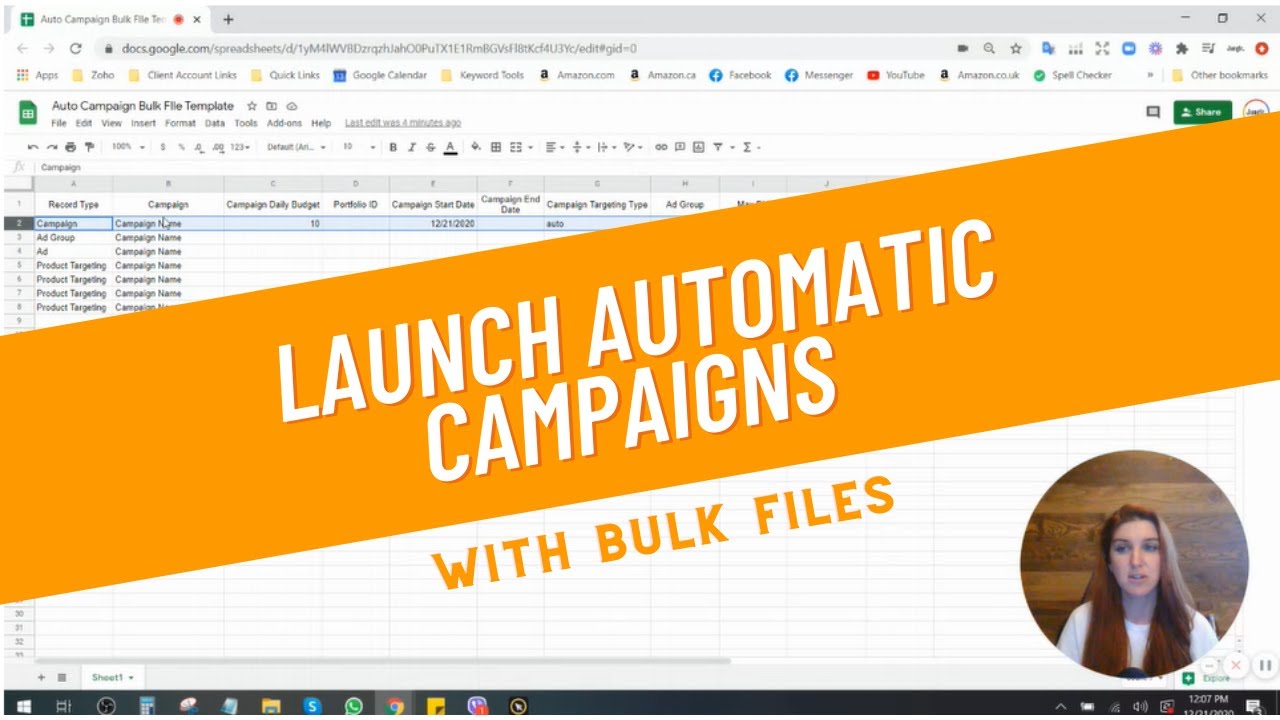 How to create auto campaigns with bulk files | Amazon PPC - YouTube