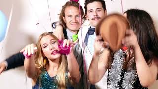 Two cute couples having fun in party photo booth | Stock Footage - Envato elements