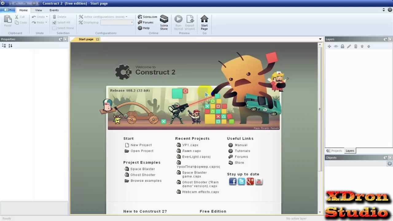 Как сделать игру в Construct2.Создания платформера урок 1
