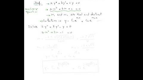 Homogeneous linear equations with constant coefficients (2nd order - distinct real roots)