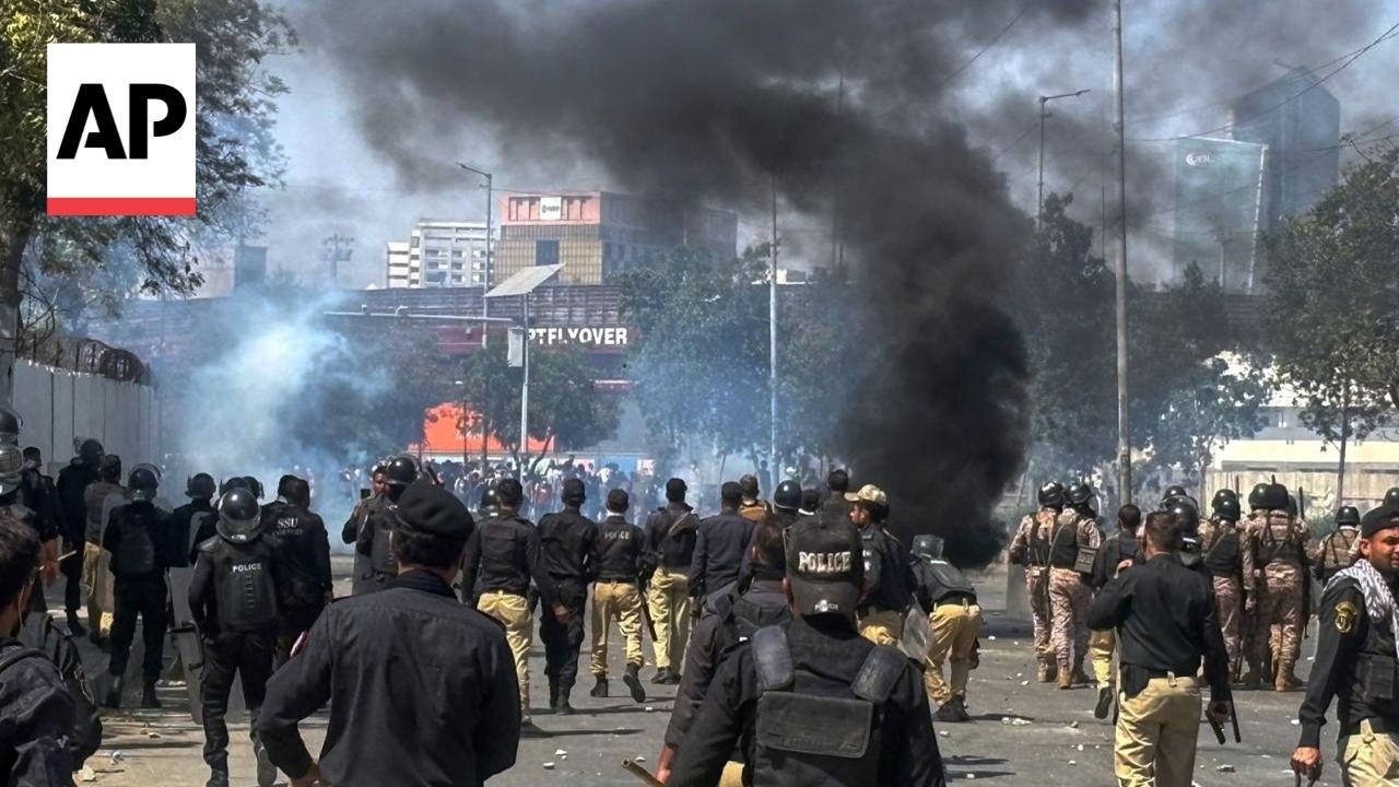 Protesters clash with police outside US Consulate in Pakistan after Khamenei killed