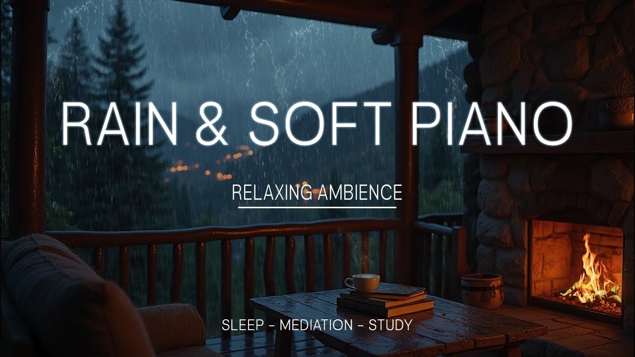 Gentle Piano Music with Rain Sounds for Sleeping 🌙 Night Bedroom Ambience - Calm Your Nervous System