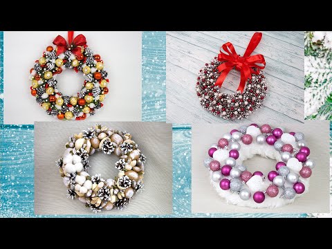 4 ideas: DIY Christmas wreath. Easy and simple crafts for the New Year