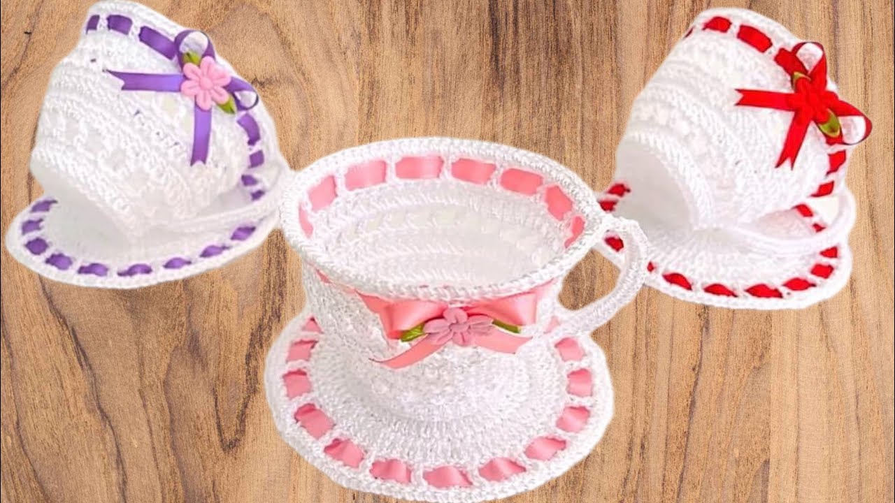 Xícara em croche rápida e fácil(crochet cup)