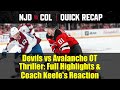 Devils vs Avalanche OT Thriller: Full Highlights & Coach Keefe's Reaction | NHL 2025
