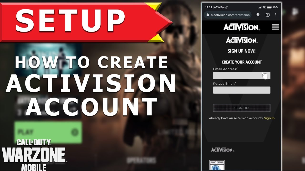 How To Create Account in COD Warzone Mobile  Activision Account Sign in  Cod Warzone Mobile, Sign up 