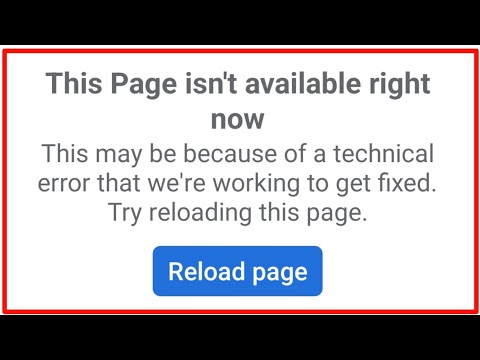 Facebook This Page Isn't Available Right Now Problem | Reload Page Facebook Problem