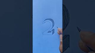 3D Number 2 Drawing Easy #art #shorts #viral
