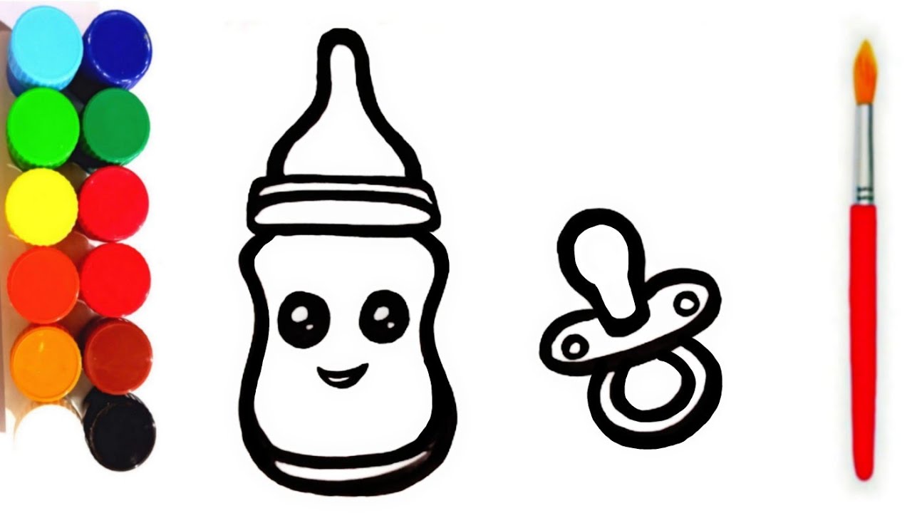 How to draw Baby Bottle 🍼 and pacifier | Baby Bottle and pacifier ...