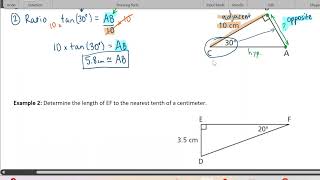 Workplace Math 10 - Trigonometry Unit Lesson 2 - Using the Tangent Ratio to Calculate Side Lengths