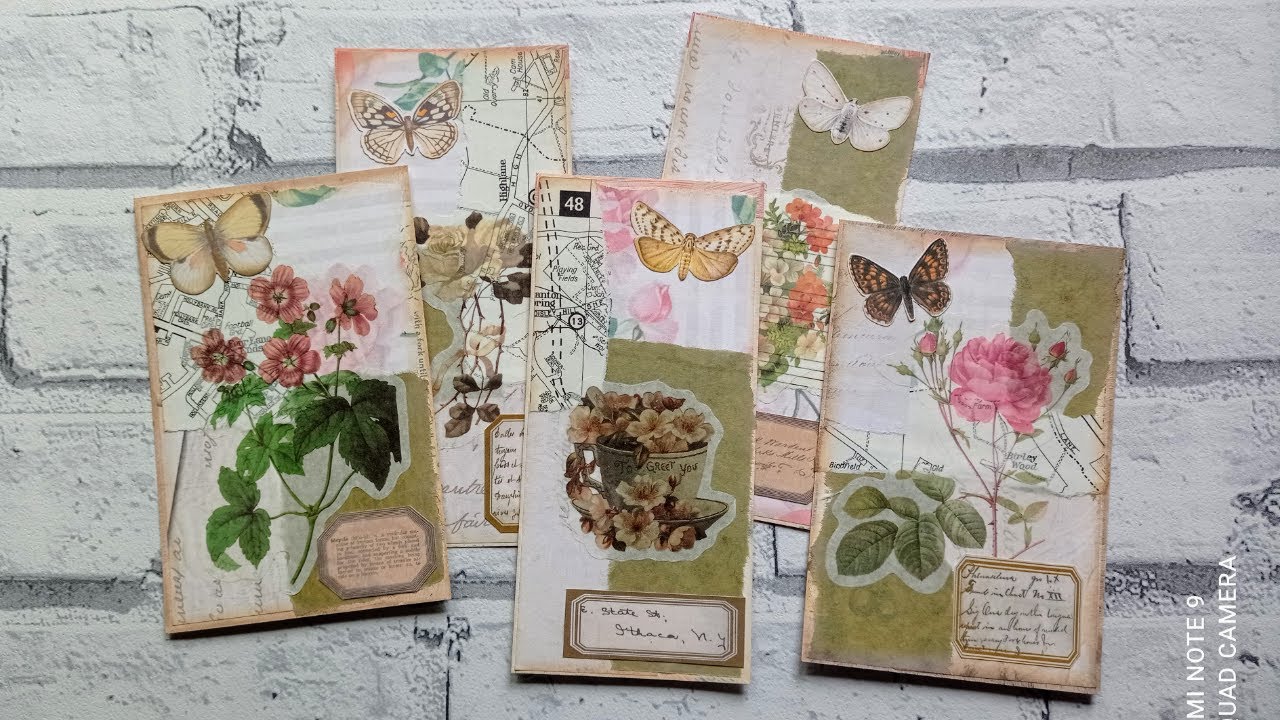 Quick & Easy Collaged Journal Cards from Packaging and Scraps - YouTube