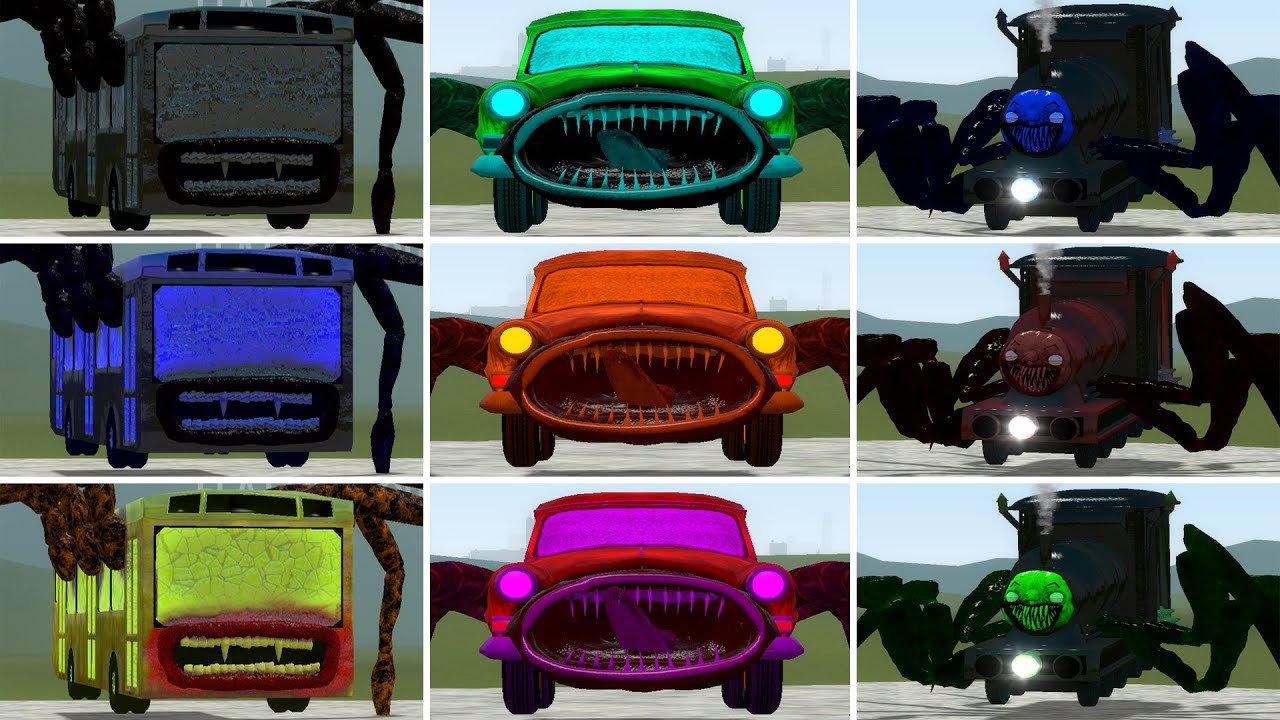 ALL MONSTERS CHANGE COLORS: BUS EATER, CAR EATER, CHOO CHOO CHARLES In ...