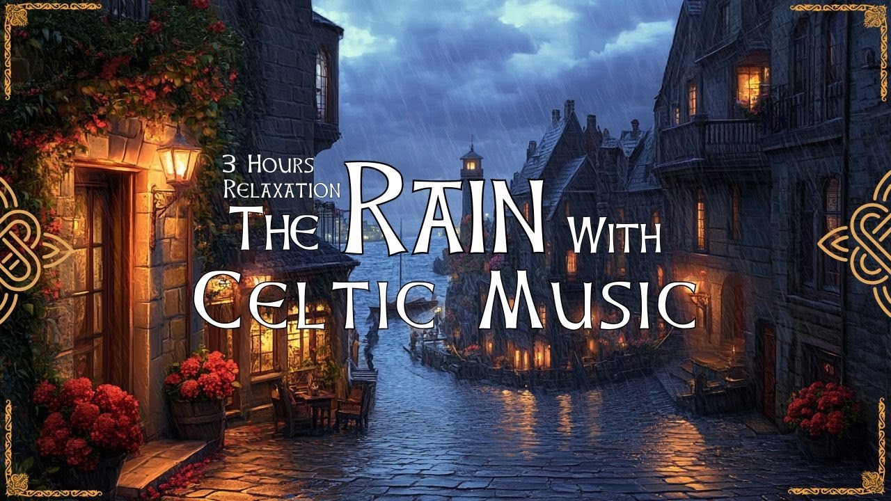 3 Hours of Celtic Music with Rain Sounds | Relax and Learn in a Beautiful Medieval Seaside City