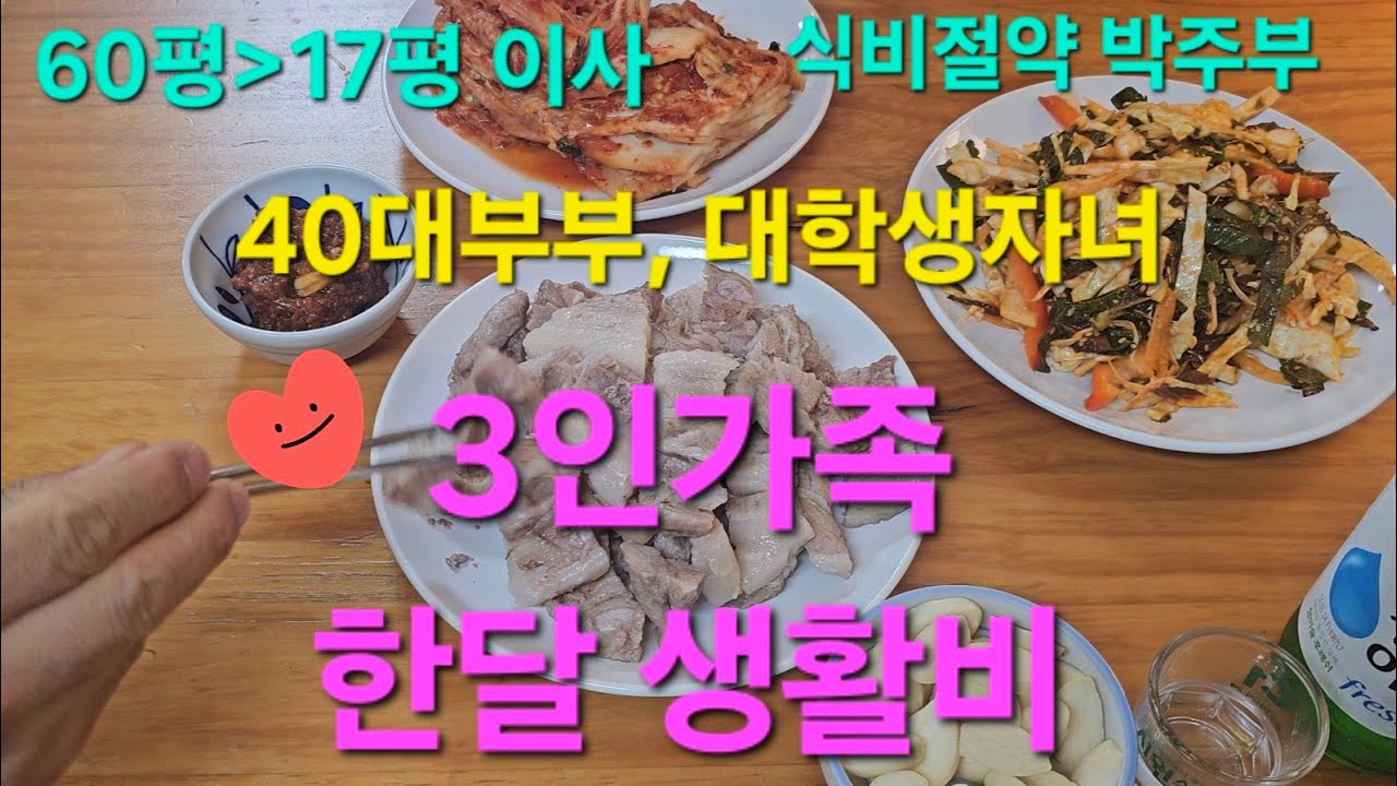 40대부부, 3인가족 한달 생활비 가계부정산, 식비절약 가계부 다이어트(무수분수육)