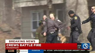 VIDEO: Crews battle house fire in Naugatuck
