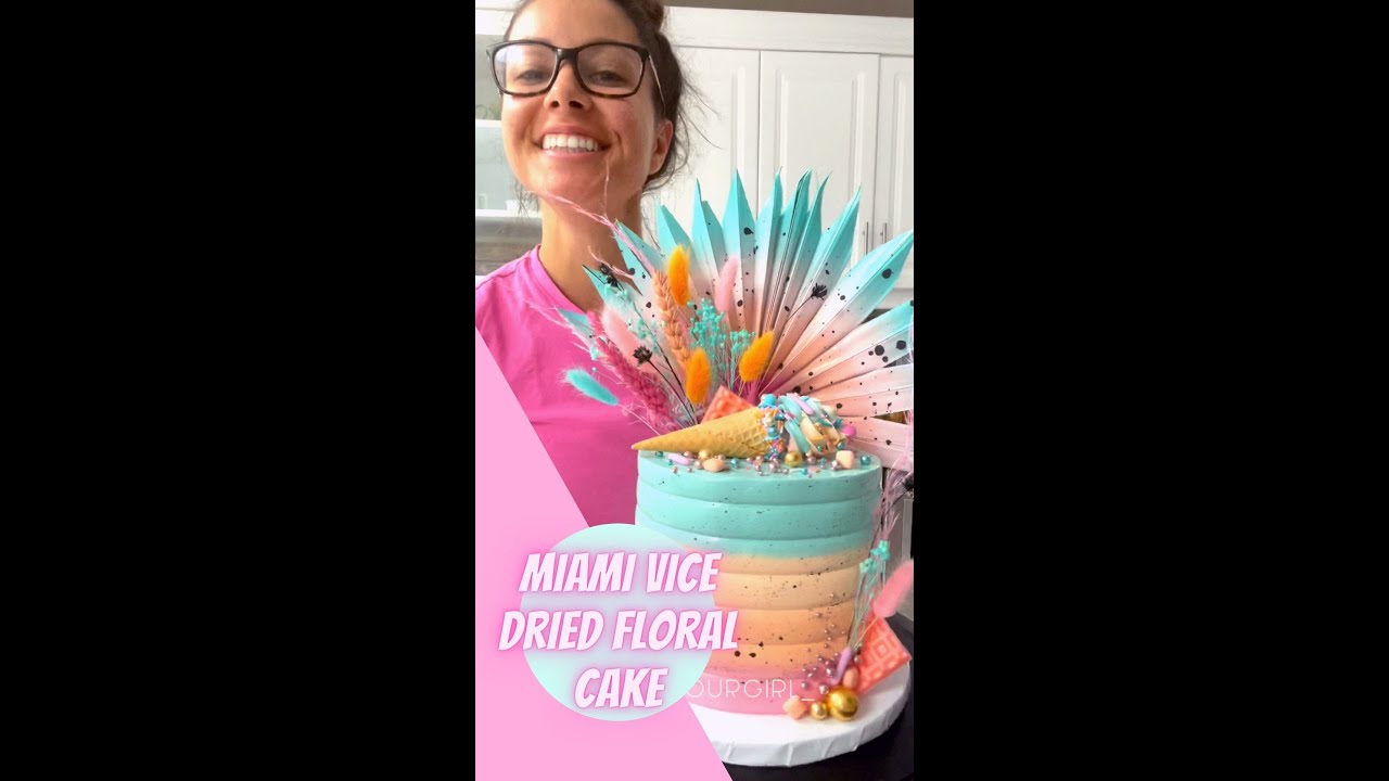 90's MIAMI VICE INSPIRED DRIED FLORAL CAKE