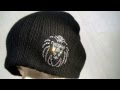 ニット帽 スワロフスキー Grandmaster （グランドマスター） オリジナル デザイン ライオン ブラック フリー サイズ