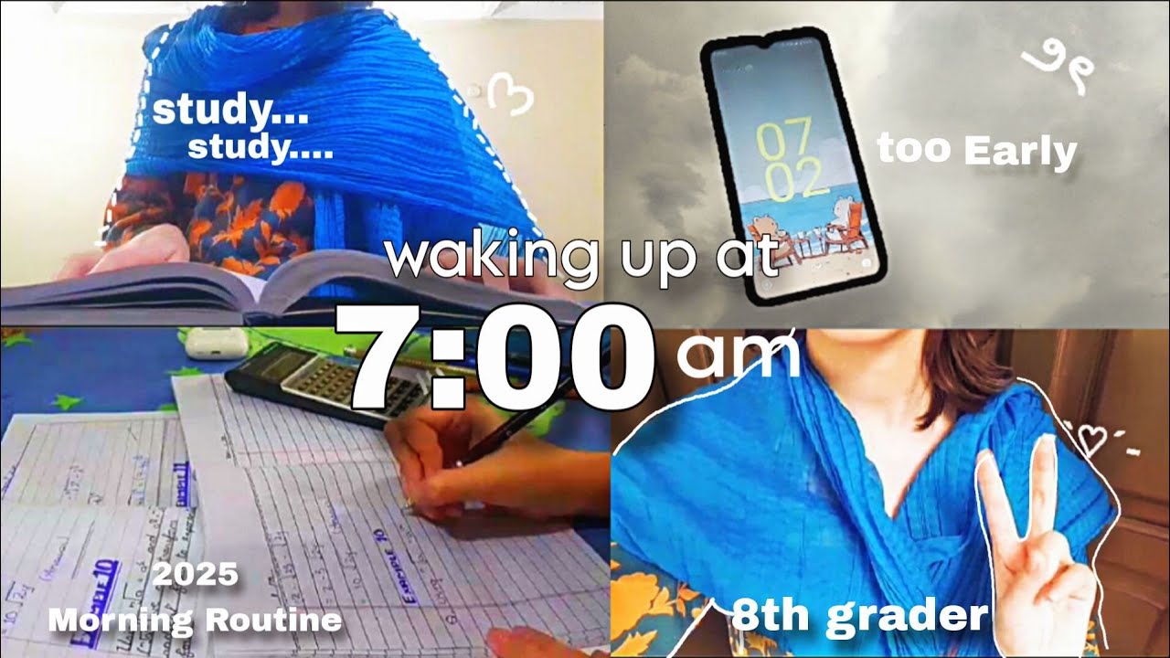 Waking up at 7:00am ⋆𐙚₊˚⊹♡ (, lot's of study, my 2025 morning Routine)