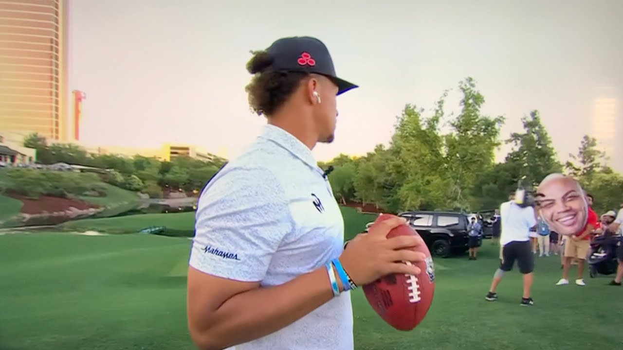 Brady Mahomes take turns throwing Footballs at Charles Barkley Head