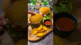 Spicy paneer burger - cafe style  #paneerburger #recipe #ytshortsvideo #vegburger