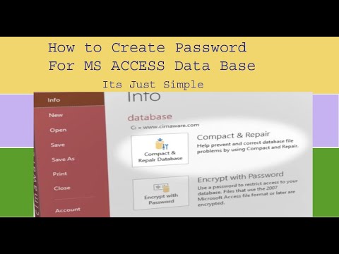 Microsoft Access 2007/2010 Add Password to Databas