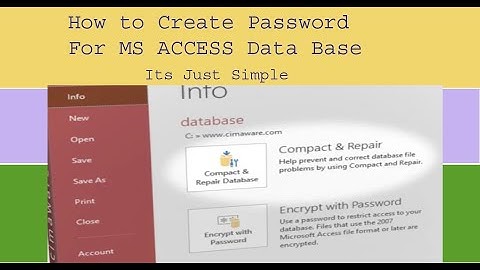 Microsoft Access 2007/2010 Add Password to Databas