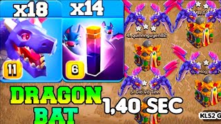 Th16  Dragon & Bat Spell Attack Strategy 2024!! 18 Dragon +14 Bat Spell  Clash of clans