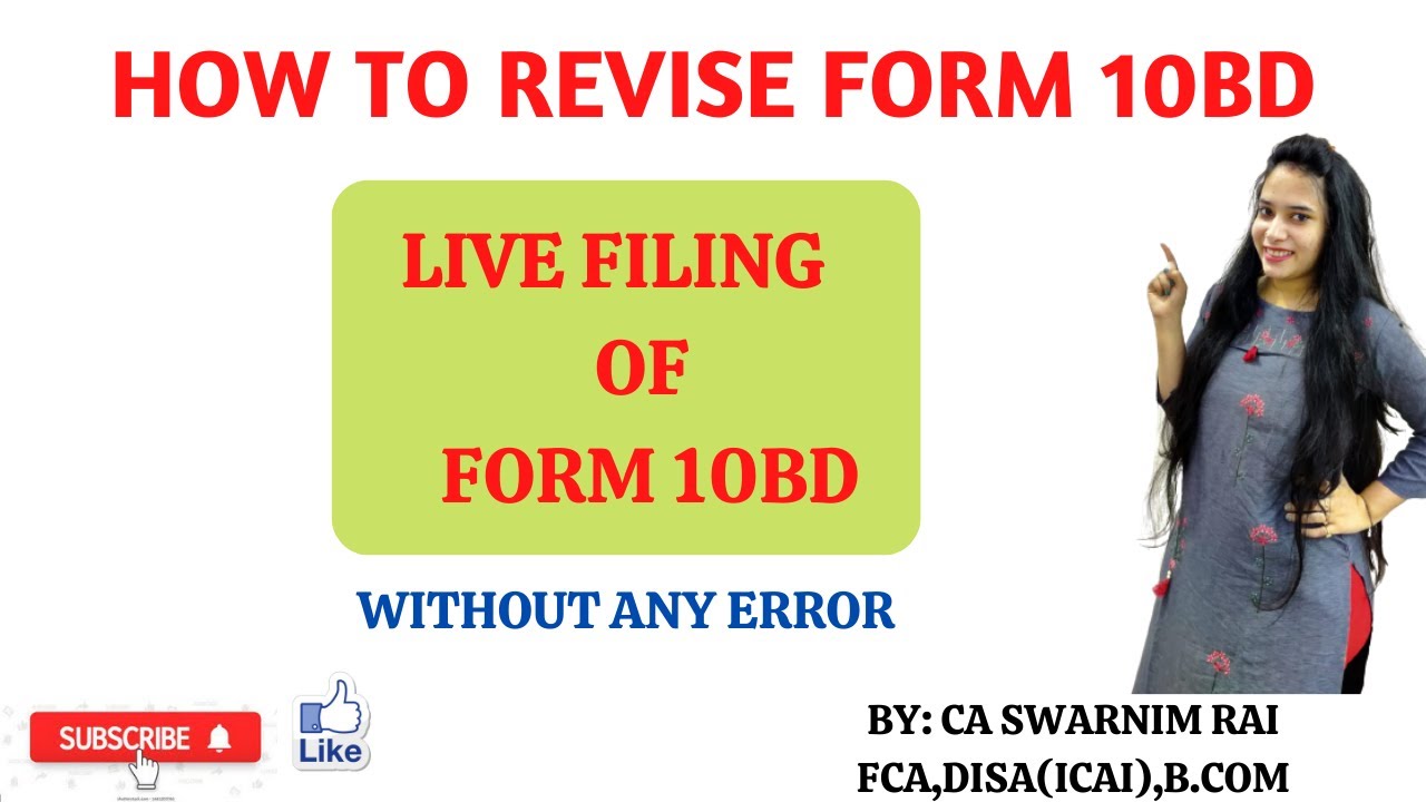 How to Revise Form 10BD (Donation form)? Live demo. YouTube