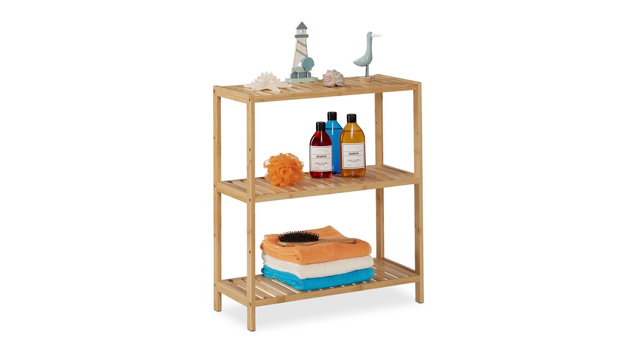 Carrello Bagno Relaxdays Scaffale Bagno Con Rotelle - Armadietto Bambù 3 Cassetti, 92x41x41 Cm Bamboo Bookcase