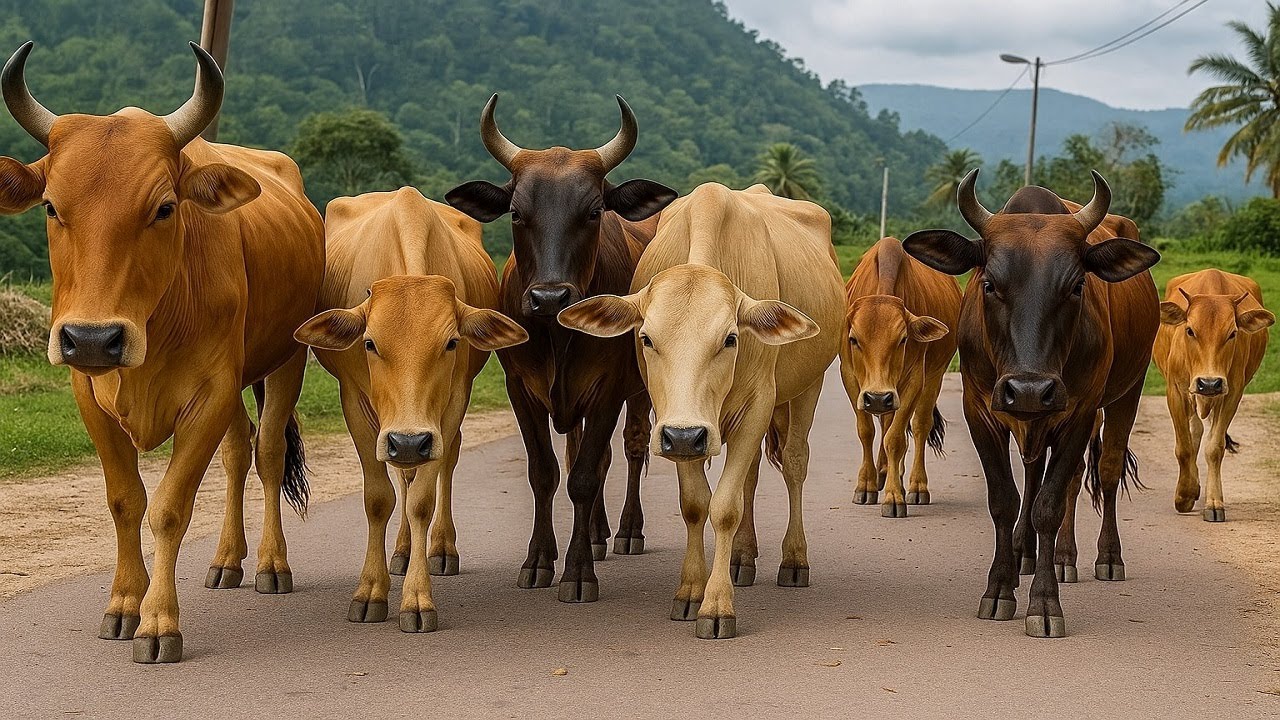 Video of Thousands of Tame Cows Roaming the Streets - Funny Cows, Cows, Dancing Cows, Cow Sounds. 1